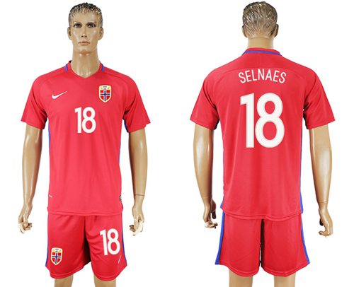 Norway #18 Selnaes Home Soccer Country Jersey